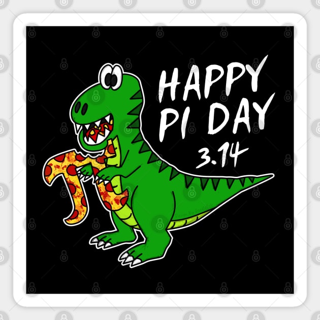 Happy Pi Day Dinosaur T-Rex Pizza Funny Magnet by doodlerob